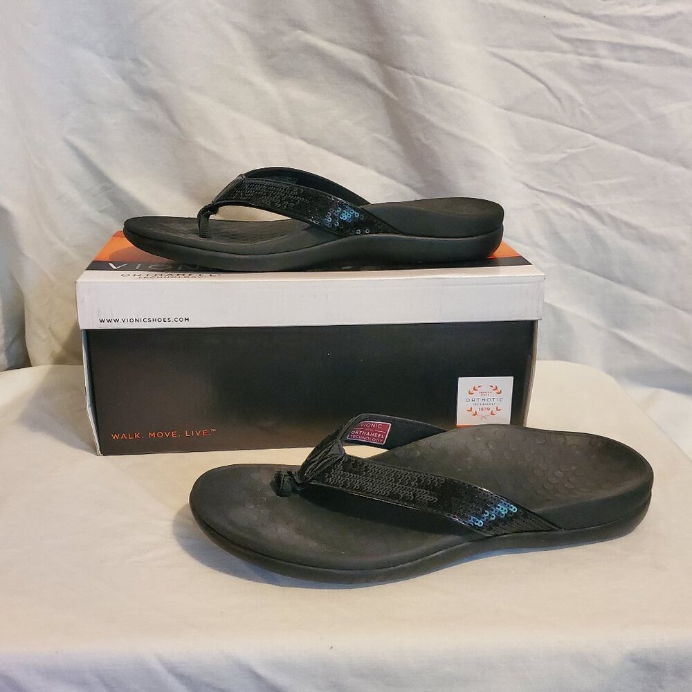 Vionic Tide Women's Black Sequin Sandals
